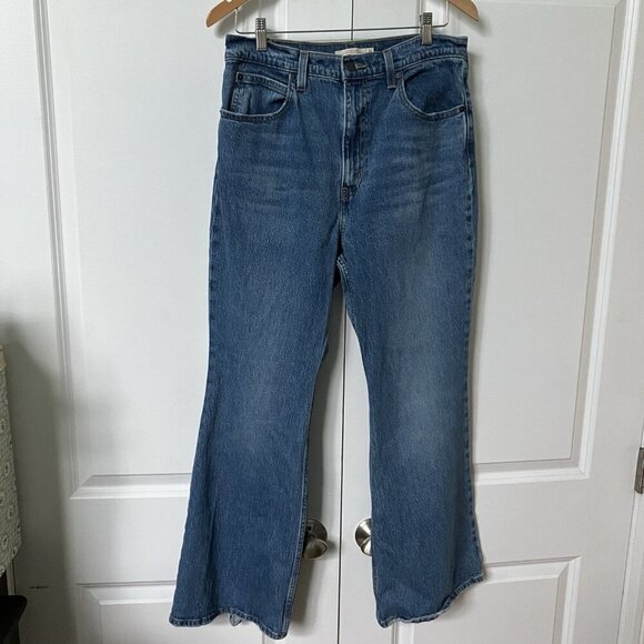 Levi’s 70's High Flare Jeans Womens 31 Blue Stretch Distressed Premium - Picture 2 of 11